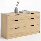 Homall 6 Drawer Double Dresser for Bedroom, Wood Storage Cabinet with Handle-Free Design, Modern Chest of Drawers for Bedroom & Living Room