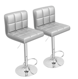 Homall Bar Stools Set of 2 Modern PU Leather Hydraulic Kitchen Counter Square Island Height Adjustable Swivel Barstool with Back