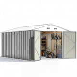 Homall, Metal Storage Shed 10x12FT Outdoor Tool Shed Gray for Yard, Garage, Workshop & Storagec