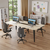 Homall 8ft Conference Table for 10, Modern Seminar Boardroom Table for Office Conference Room, Large Meeting Table with Cable Grommets, Walnut & Black