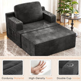 Homall Bean Bag Chaise Lounge Chair Indoor Cloud Couch Sofa Single Bed with Double Cup Holder for Bedroom