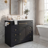 Homall 36'' Bathroom Vanity with Ceramic Sink, Freestanding Bathroom Cabinet with 5 Drawers & 1 Door, Modern Bathroom Vanity