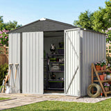 Homall 8 x 6 ft Outdoor Storage Shed, Durable Patio Metal Storage Shed with Floor Frame & Lockable Doors for Garden Backyard Lawn