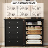 Homall 45'' Tall 5 Drawers Wooden Dresser for Bedroom, Modern Storage Chest of Drawers