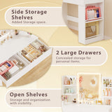 Homall Vanity Desk with Mirror, 3 Modes LED Lights and USB Power Outlet, Makeup Vanity Table with 6 Storage Shelves and 7 Drawers for Dressing Room Bedroom