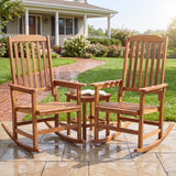 Homall Outdoor Rocking Chair Set Of 2, Solid Acacia Wood Porch Rocker with Ergonomic Backrest & Wide Armrests, 350LBS Weight Capacity, All-Weather Rocking Chair for Patio, Garden, Balcony