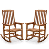 Homall Outdoor Rocking Chair Set Of 2, Solid Acacia Wood Porch Rocker with Ergonomic Backrest & Wide Armrests, 350LBS Weight Capacity, All-Weather Rocking Chair for Patio, Garden, Balcony