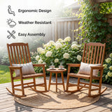 Homall Outdoor Rocking Chair Set Of 2, Solid Acacia Wood Porch Rocker with Ergonomic Backrest & Wide Armrests, 350LBS Weight Capacity, All-Weather Rocking Chair for Patio, Garden, Balcony