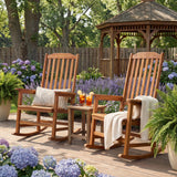 Homall Outdoor Rocking Chair Set Of 2, Solid Acacia Wood Porch Rocker with Ergonomic Backrest & Wide Armrests, 350LBS Weight Capacity, All-Weather Rocking Chair for Patio, Garden, Balcony