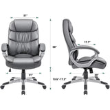 Homall High Back Office Chair, Executive Leather Desk Chair with Padded Armrests Swivel Task Chair with Lumbar Support