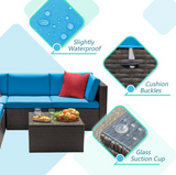 LACOO 5 Pieces Patio Sectional Set PE Rattan Outdoor All-Weather Wicker Conversation Set with Table
