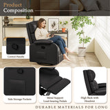 Homall 360° Massage Swivel Rocker Recliner Small Rocking PU Leather Chairs with Side Pockets for Small Spaces