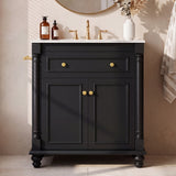 Homall 30'' Bathroom Vanity with Ceramic Sink, Storage Cabinet & Towel Bar, Modern Farmhouse Bathroom Vanity for Small Bathrooms & Powder Rooms