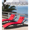 LACOO Furniture Lounge Chair PE Rattan Folding Adjustable Chaise Lounge Chair 40" L x 12" W x 24" H, Black, Red