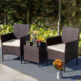 Homall 3 Pieces Patio Furniture Set Outdoor PE Rattan Wicker Patio Conversation Set Bistro Set with Tempered Glass and Cushioned Chairs