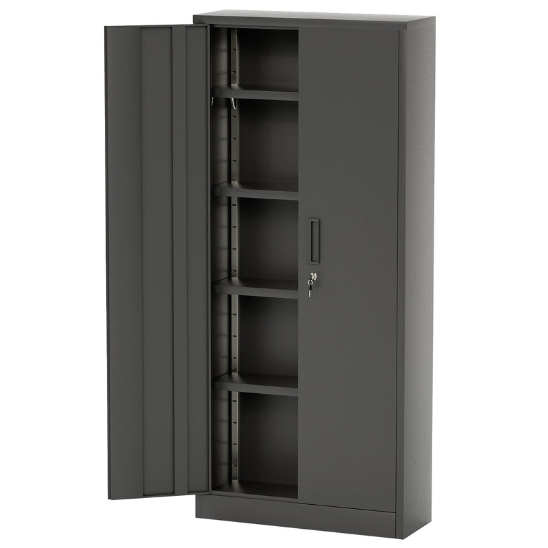 Homall Metal Storage Locking Cabinet with Doors and 4 Adjustable Shelves 71"H x 31.5"W x 15.7"D Large Capacity Lockable Garage Tall Steel Cabinet for Office, Garage, Home, Black