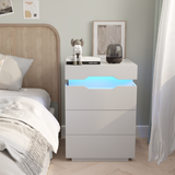 Homall Nightstand Drawers Led Bedside End Tale with Remote and Charging Ports
