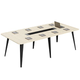 Homall 8ft Conference Table for 10, Modern Seminar Boardroom Table for Office Conference Room, Large Meeting Table with Cable Grommets, Walnut & Black