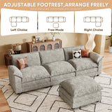 Homall 3-seat Cloud Couch L-shaped Sectional Sofa with reversible toffee chair Movable Footrest Sofa