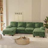 Homall U Shaped Sectional Sofa with Soft Corduroy Sofa Couch with Double Chaise for Apartments,Living Room