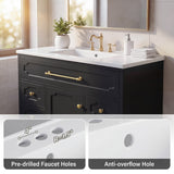Homall 36'' Bathroom Vanity with Ceramic Sink, Freestanding Bathroom Cabinet with 5 Drawers & 1 Door, Modern Bathroom Vanity