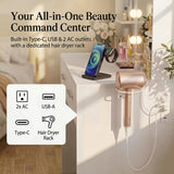 Homall Makeup Vanity Set with Mirro & 3 Modes Lights, Vanity Desk with Stool & Storage Drawers Shelves, Vanity Table with Power Outlet for Bedroom Dressing Room