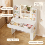 Homall Vanity Desk with Mirror, 3 Modes LED Lights and USB Power Outlet, Makeup Vanity Table with 6 Storage Shelves and 7 Drawers for Dressing Room Bedroom