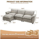 Homall 3-seat Cloud Couch L-shaped Sectional Sofa with reversible toffee chair Movable Footrest Sofa