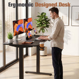 Homall 39.4" Electric Height Adjustable Standing Desk, Sit-Stand Home Office Desk with Cable Management, Cup Holder & Side Hook