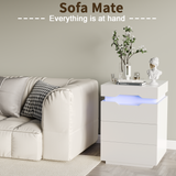 Homall Nightstand Drawers Led Bedside End Tale with Remote and Charging Ports