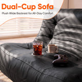 Homall Floor Sofa Bed, 2-Seater Floor Sofa Chair Lounge Chair with 2 Cup Holders, PU Leather Lazy Sofa for Living Room/Dorm Living Room