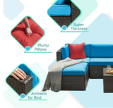 LACOO 5 Pieces Patio Sectional Set PE Rattan Outdoor All-Weather Wicker Conversation Set with Table