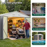 Homall, Metal Storage Shed 10x12FT Outdoor Tool Shed Gray for Yard, Garage, Workshop & Storagec