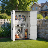 Homall 50 Cu.ft Resin Outdoor Storage Shed - Waterproof, Lockable & Sturdy Floor for Patio/Garden, White