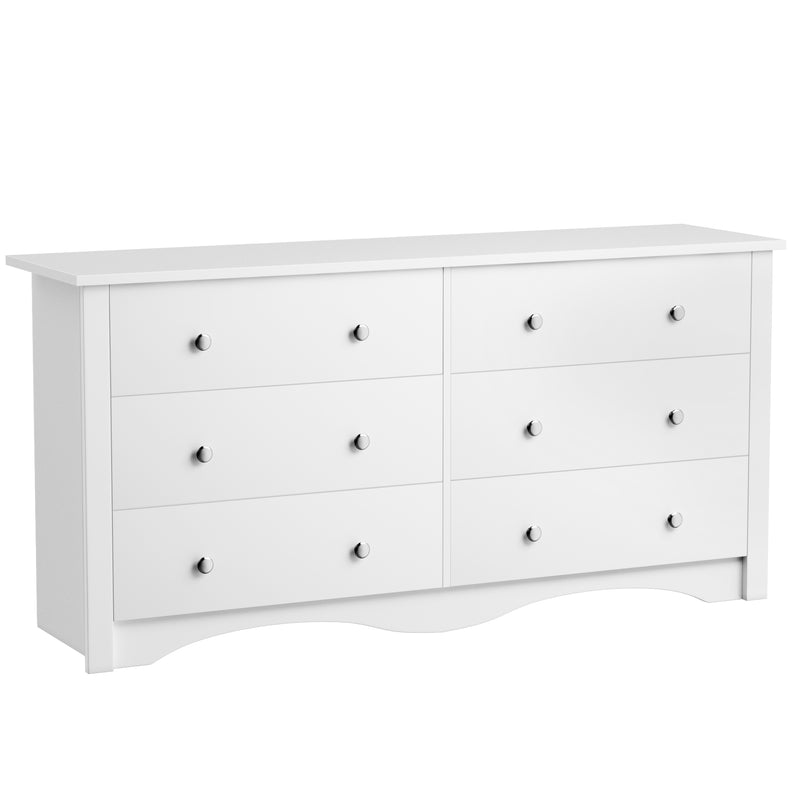 Homall Wood Dresser 6 Drawer Double Tier Dresser, Modern Wood Chest of Drawer for Living Room, Bedroom