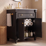 Homall 30'' Bathroom Vanity with Ceramic Sink, Storage Cabinet & Towel Bar, Modern Farmhouse Bathroom Vanity for Small Bathrooms & Powder Rooms