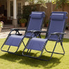 Lacoo 2 Zero Gravity Chair Patio Outdoor Foldable Lawn Lounge Chair Reclining Chair with Adjustable Pillow for Graden, Patio,Beach , Blue