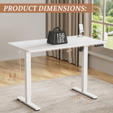 Homall Electric Standing Desk, Height Adjustable Desk with Memory Preset and Phone Stand, White
