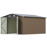 Homall 10x12 FT Metal Outdoor Storage Shed, Durable Steel Tool Storage Shed with Double Lockable Doors & 4 Air Vents, for Backyard, Garden, Patio, Brown