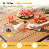 Homall 5-Piece Outdoor Dining Set, 35.8" Square Patio Table with Umbrella Hole and 4 Armrest Chairs, Aluminum Outdoor Furniture Sets for Garden, Brown-Teak