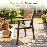 Homall 5-Piece Outdoor Dining Set, 35.8" Square Patio Table with Umbrella Hole and 4 Armrest Chairs, Aluminum Outdoor Furniture Sets for Garden, Brown-Teak