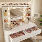 Homall Makeup Vanity Set with Mirro & 3 Modes Lights, Vanity Desk with Stool & Storage Drawers Shelves, Vanity Table with Power Outlet for Bedroom Dressing Room