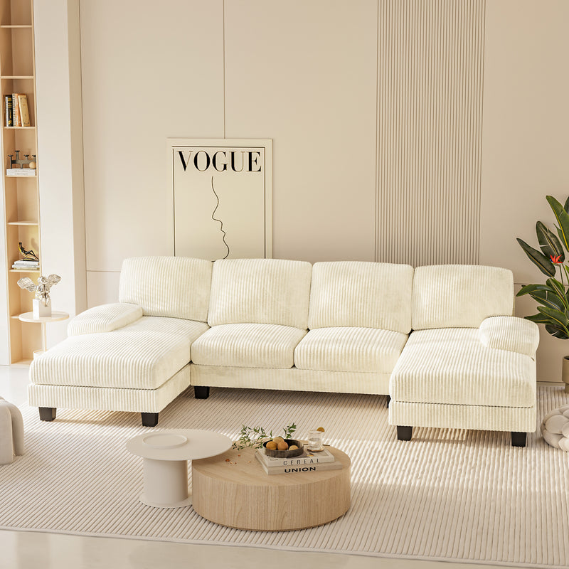 Homall U Shaped Sectional Sofa with Soft Corduroy Sofa Couch with Double Chaise for Apartments,Living Room