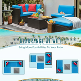LACOO 5 Pieces Patio Sectional Set PE Rattan Outdoor All-Weather Wicker Conversation Set with Table