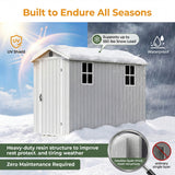 HOMALL 4x8ft White Resin Storage Shed, Lockable Heavy-Duty Garden Tool Shed with All-Weather Design for Yard & Patio