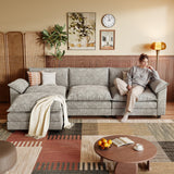 Homall 3-seat Cloud Couch L-shaped Sectional Sofa with reversible toffee chair Movable Footrest Sofa