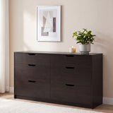 Homall 6 Drawer Double Dresser for Bedroom, Wood Storage Cabinet with Handle-Free Design, Modern Chest of Drawers for Bedroom & Living Room
