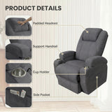 Homall 360° Swivel Rocking Recliner Massage Oversized Singal Sofa For Living Room Ergonomic High Backrest and Adjustable Recliner