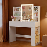 Homall Vanity Desk with Mirror, 3 Modes LED Lights and USB Power Outlet, Makeup Vanity Table with 6 Storage Shelves and 7 Drawers for Dressing Room Bedroom