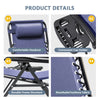 Lacoo 2 Zero Gravity Chair Patio Outdoor Foldable Lawn Lounge Chair Reclining Chair with Adjustable Pillow for Graden, Patio,Beach , Blue